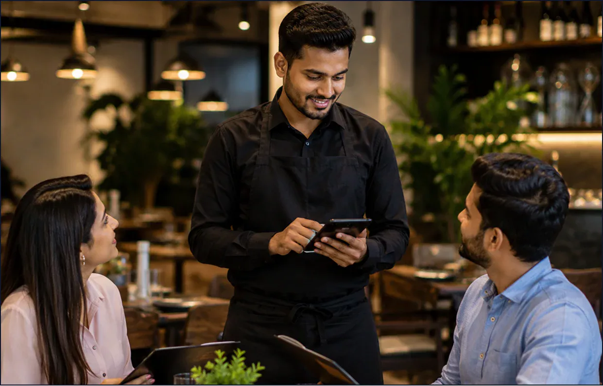 Restaurant captain taking customer order