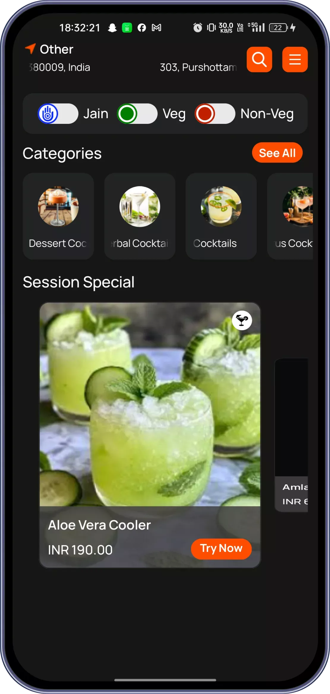 Cocktail menu app