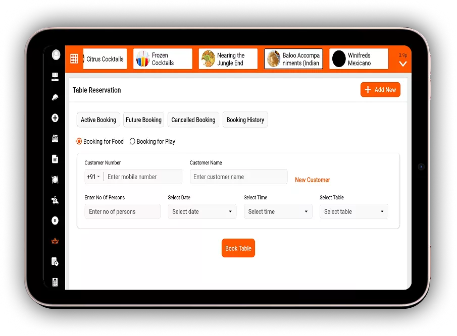 Restaurant reservation booking